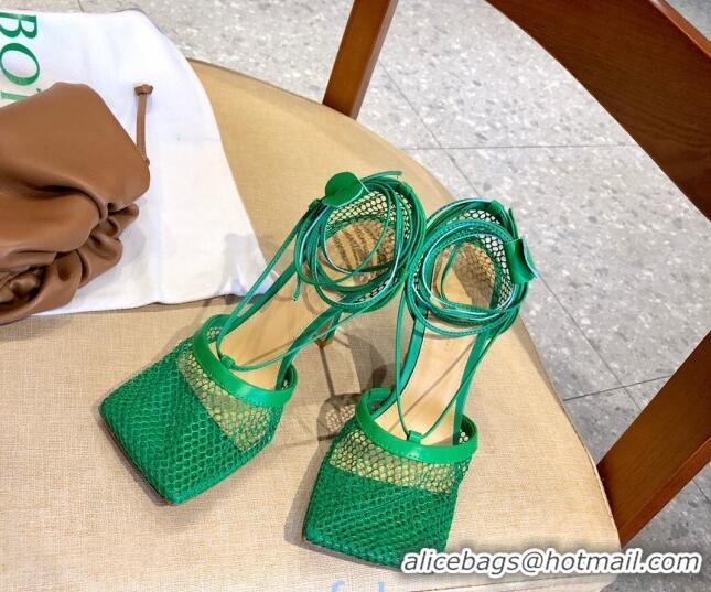 Custom Bottega Veneta Lambskin Mesh Sandals 9cm 107102 Green 2021