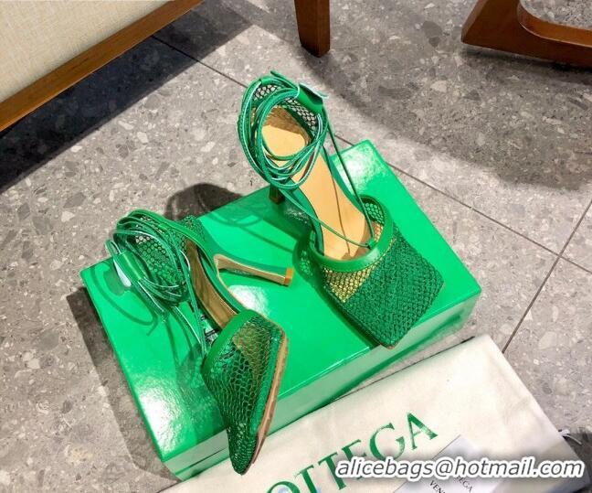 Custom Bottega Veneta Lambskin Mesh Sandals 9cm 107102 Green 2021