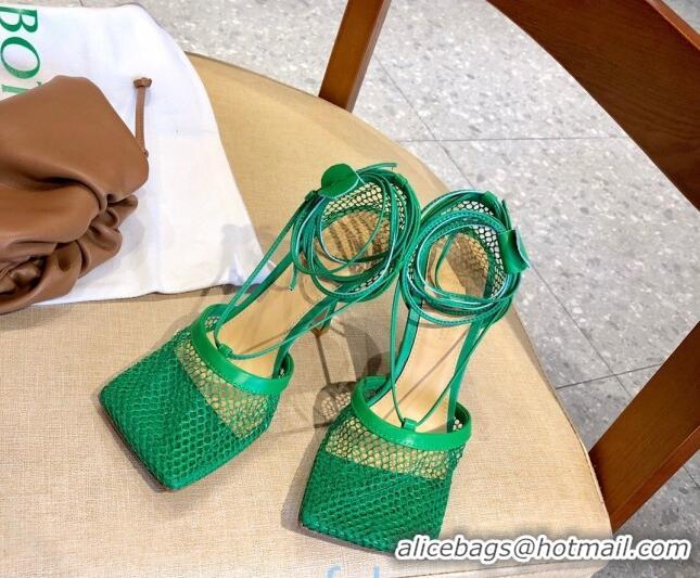 Custom Bottega Veneta Lambskin Mesh Sandals 9cm 107102 Green 2021