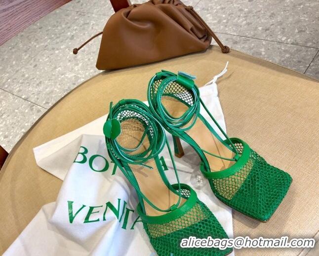 Custom Bottega Veneta Lambskin Mesh Sandals 9cm 107102 Green 2021