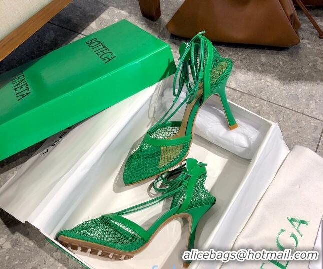 Custom Bottega Veneta Lambskin Mesh Sandals 9cm 107102 Green 2021