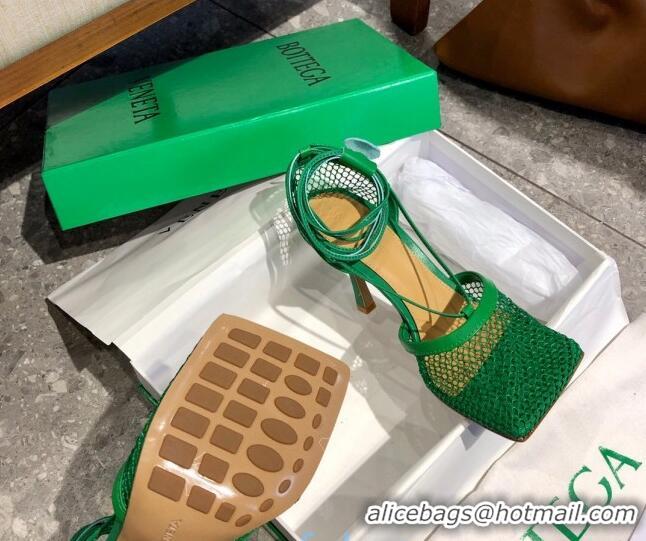 Custom Bottega Veneta Lambskin Mesh Sandals 9cm 107102 Green 2021