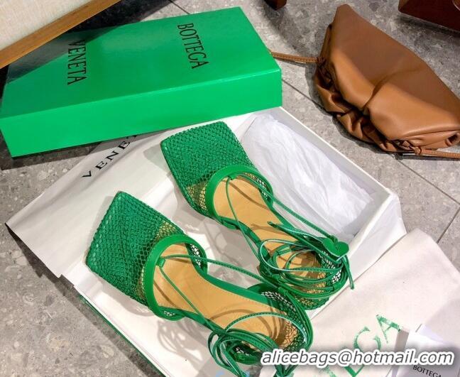 Custom Bottega Veneta Lambskin Mesh Sandals 9cm 107102 Green 2021