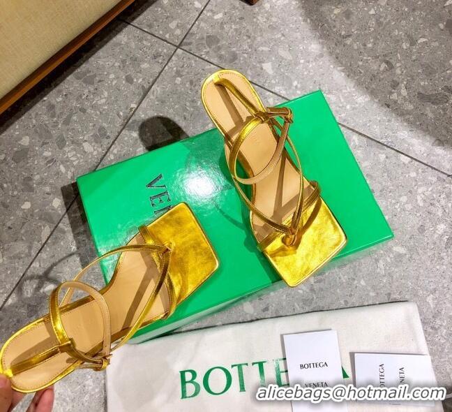 Super Quality Bottega Veneta Stretch Lambskin Strap Sandals 9cm 107106 Gold