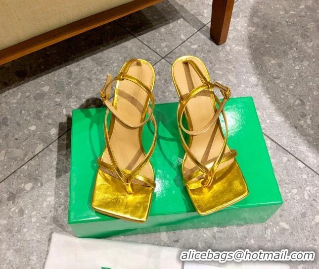 Super Quality Bottega Veneta Stretch Lambskin Strap Sandals 9cm 107106 Gold