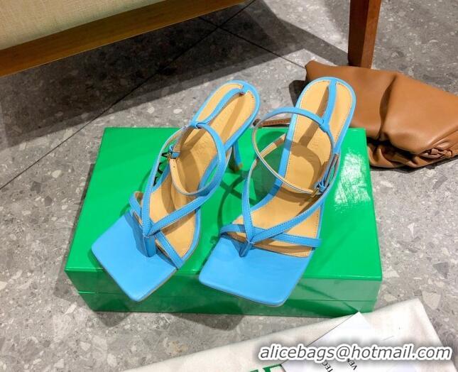 New Style Bottega Veneta Stretch Lambskin Strap Sandals 9cm 107106 Sky Blue