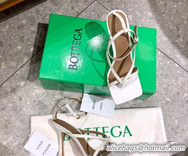 Top Design Bottega Veneta Stretch Lambskin Strap Sandals 9cm 107106 White