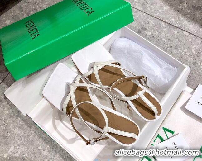 Top Design Bottega Veneta Stretch Lambskin Strap Sandals 9cm 107106 White