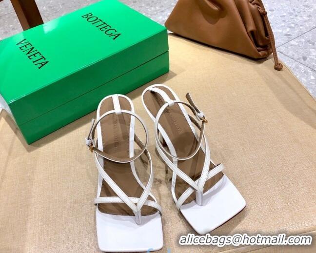 Top Design Bottega Veneta Stretch Lambskin Strap Sandals 9cm 107106 White