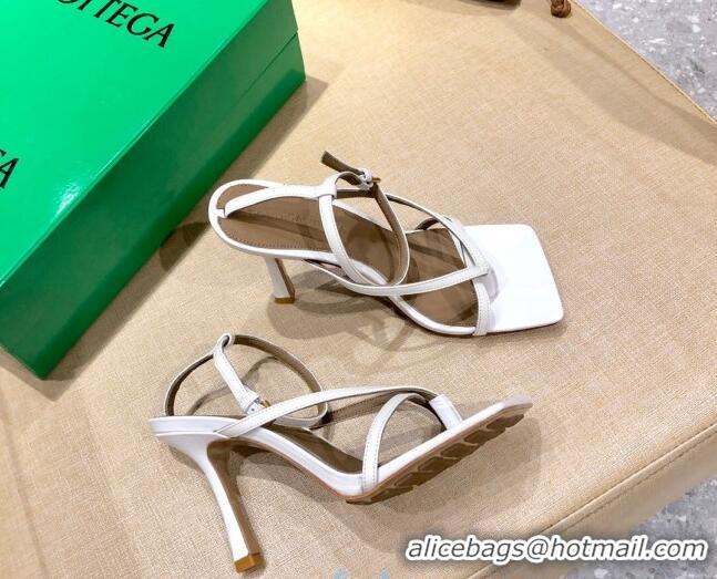 Top Design Bottega Veneta Stretch Lambskin Strap Sandals 9cm 107106 White