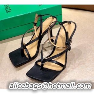 Shop Duplicate Bottega Veneta Stretch Lambskin Strap Sandals 9cm 107106 Black