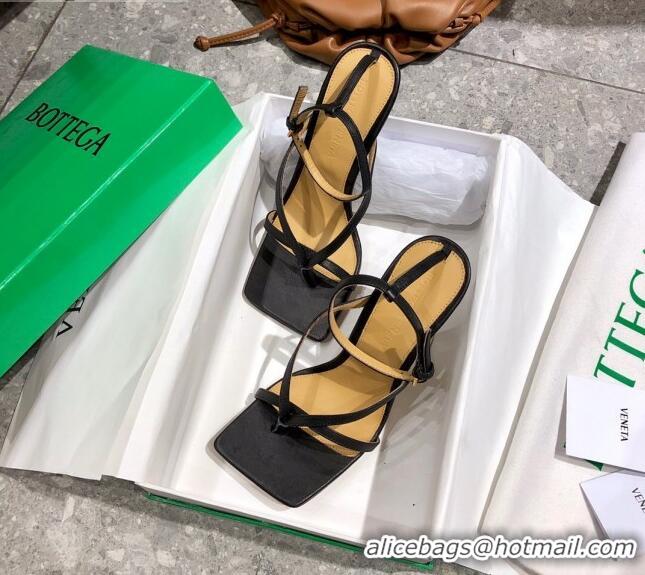 Shop Duplicate Bottega Veneta Stretch Lambskin Strap Sandals 9cm 107106 Black