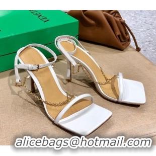 Classic Hot Bottega Veneta Stretch Lambskin Chain Sandals 9cm 010839 White