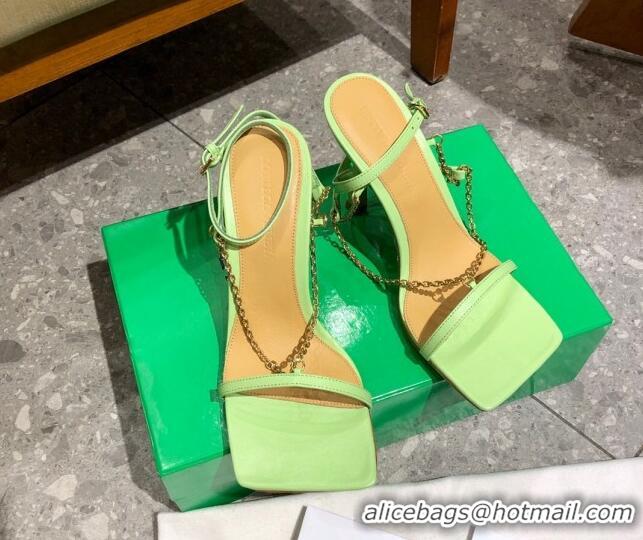 Low Price Bottega Veneta Stretch Lambskin Chain Sandals 9cm 010839 Green