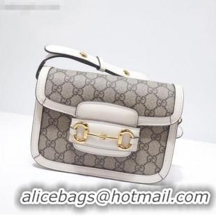 Cheapest Gucci GG Canvas 1955 Horsebit Mini Shoulder Bag 602205 White 2021