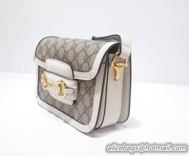 Cheapest Gucci GG Canvas 1955 Horsebit Mini Shoulder Bag 602205 White 2021