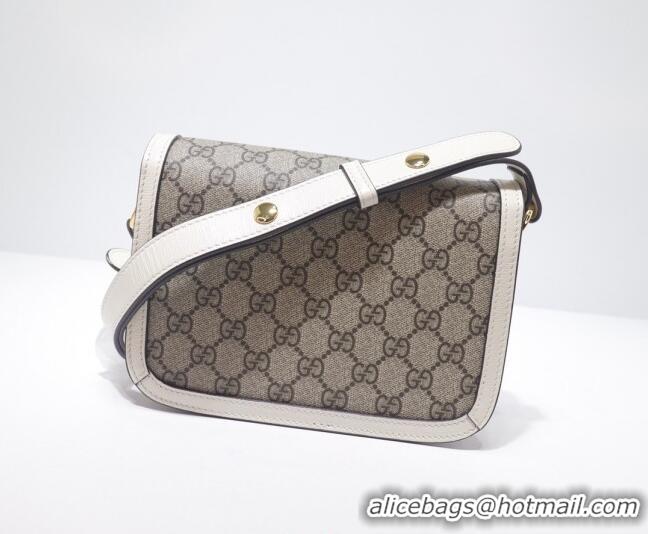 Cheapest Gucci GG Canvas 1955 Horsebit Mini Shoulder Bag 602205 White 2021