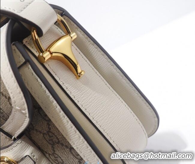 Cheapest Gucci GG Canvas 1955 Horsebit Mini Shoulder Bag 602205 White 2021