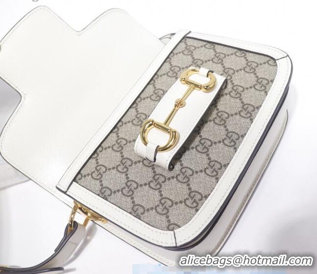 Cheapest Gucci GG Canvas 1955 Horsebit Mini Shoulder Bag 602205 White 2021