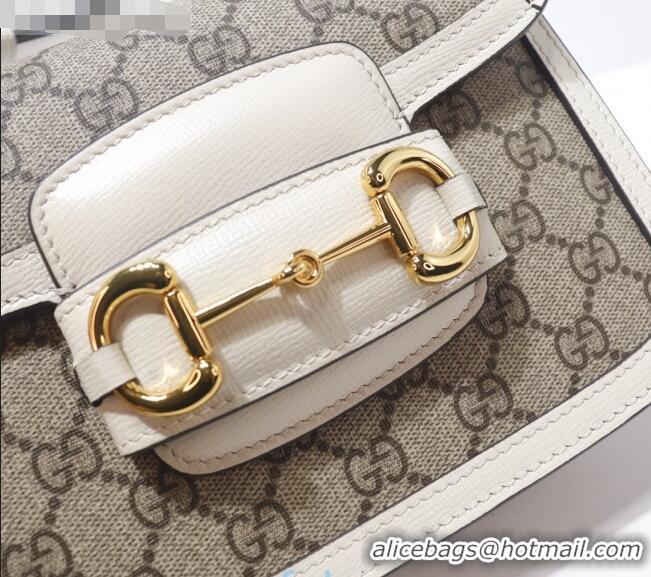 Cheapest Gucci GG Canvas 1955 Horsebit Mini Shoulder Bag 602205 White 2021