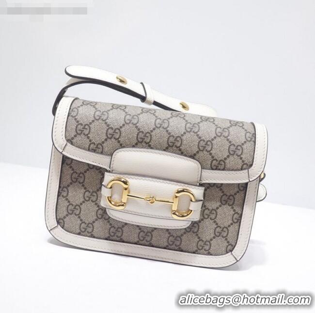 Cheapest Gucci GG Canvas 1955 Horsebit Mini Shoulder Bag 602205 White 2021