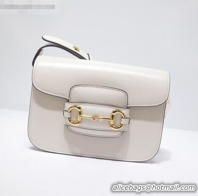 Classic Gucci Leather 1955 Horsebit Mini Shoulder Bag 602205 White 2021