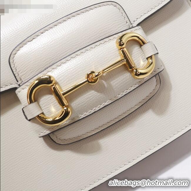 Classic Gucci Leather 1955 Horsebit Mini Shoulder Bag 602205 White 2021