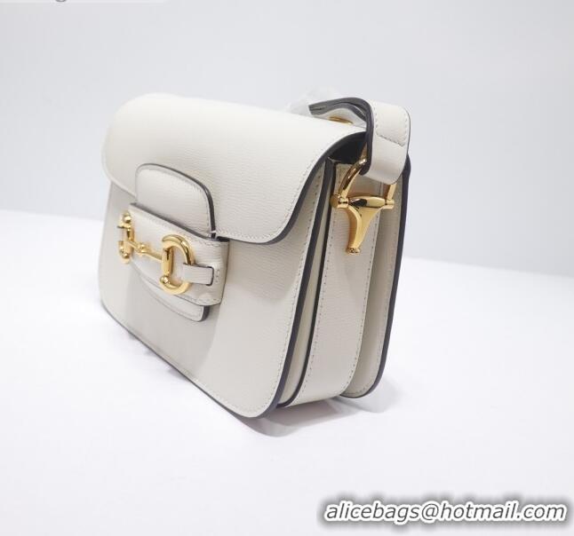 Classic Gucci Leather 1955 Horsebit Mini Shoulder Bag 602205 White 2021