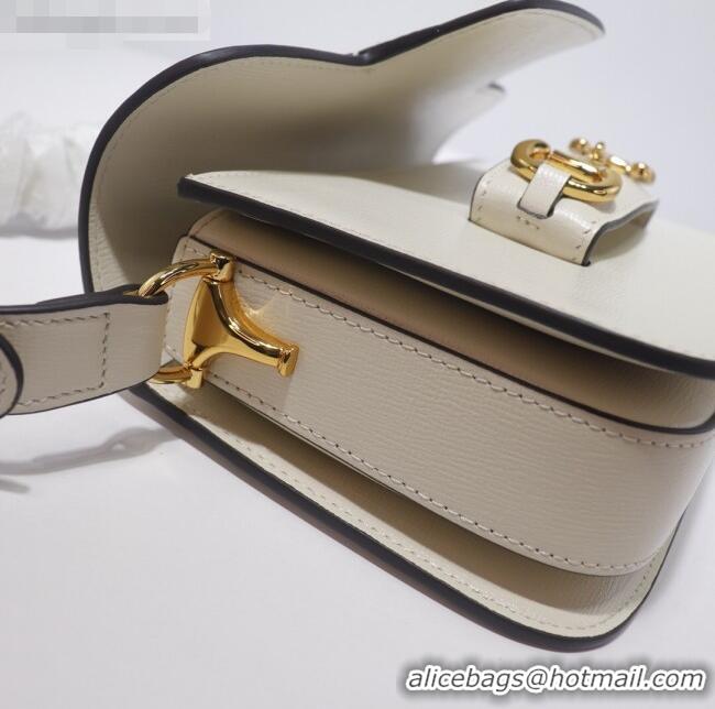 Classic Gucci Leather 1955 Horsebit Mini Shoulder Bag 602205 White 2021