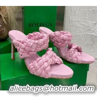 New Style Bottega Veneta The Curve Raffia Heel Sandals 9.5cm 030910 Blossom Pink