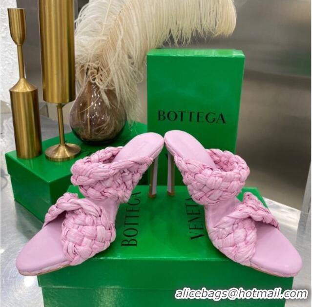 New Style Bottega Veneta The Curve Raffia Heel Sandals 9.5cm 030910 Blossom Pink