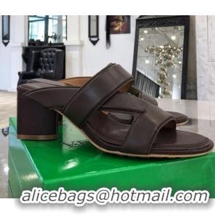 Low Price Bottega Veneta Band Calfskin Heel 5cm Sandals 033134 Dark Brown