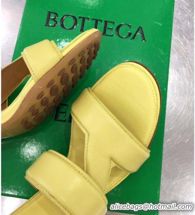 Sumptuous Bottega Veneta Band Calfskin Heel 5cm Sandals 033134 Yellow