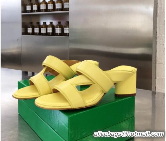 Sumptuous Bottega Veneta Band Calfskin Heel 5cm Sandals 033134 Yellow