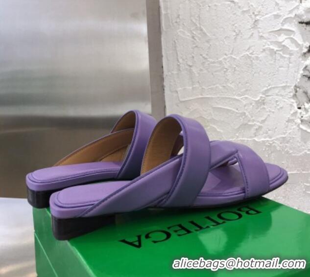 Perfect Bottega Veneta Band Calfskin Flat Sandals 033144 Purple