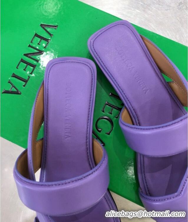 Perfect Bottega Veneta Band Calfskin Flat Sandals 033144 Purple