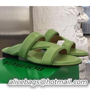 Super Quality Bottega Veneta Band Calfskin Flat Sandals 033144 Green