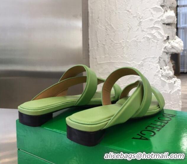 Super Quality Bottega Veneta Band Calfskin Flat Sandals 033144 Green