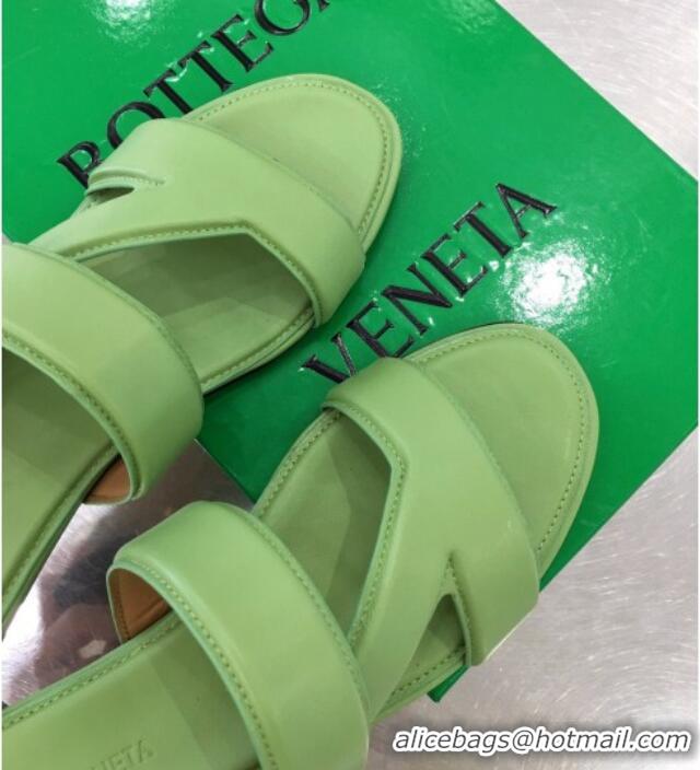 Super Quality Bottega Veneta Band Calfskin Flat Sandals 033144 Green