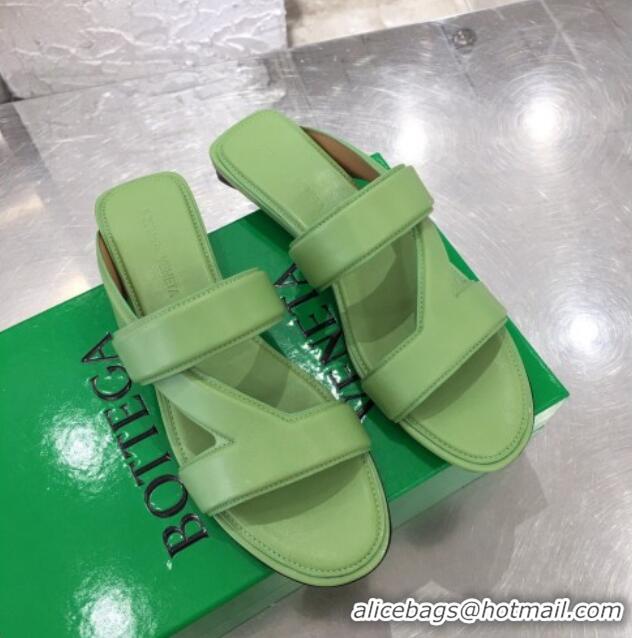 Super Quality Bottega Veneta Band Calfskin Flat Sandals 033144 Green