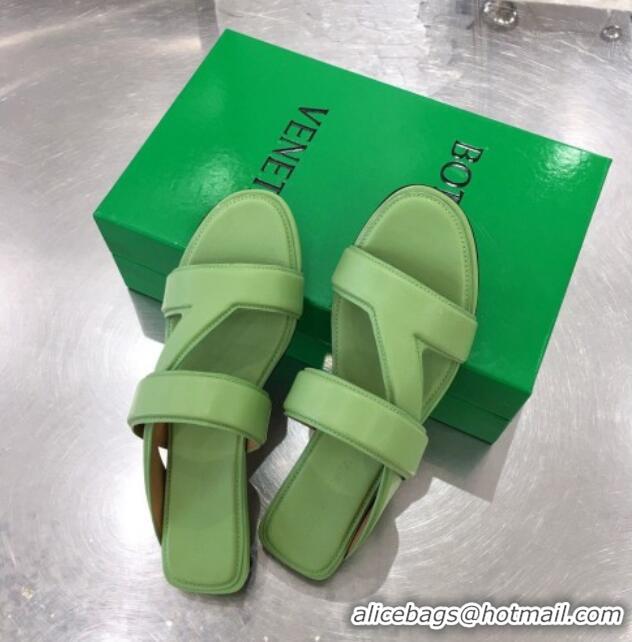 Super Quality Bottega Veneta Band Calfskin Flat Sandals 033144 Green