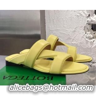 Top Quality Bottega Veneta Band Calfskin Flat Sandals 033144 Yellow