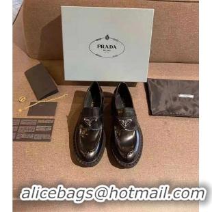 Top Quality Prada Original Leather Shoes P1925 Black