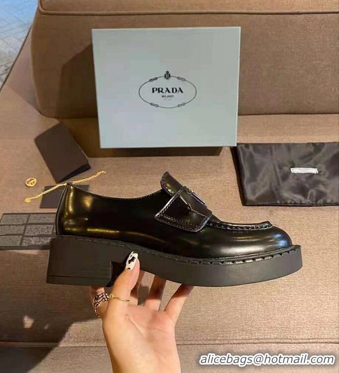 Top Quality Prada Original Leather Shoes P1925 Black