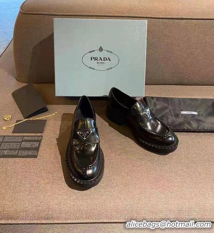 Top Quality Prada Original Leather Shoes P1925 Black