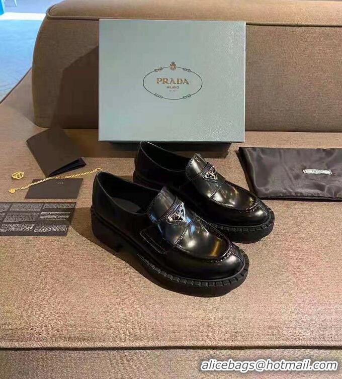 Top Quality Prada Original Leather Shoes P1925 Black