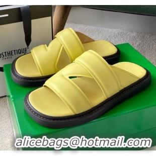 Low Cost Bottega Veneta Band Cross Flat Sandals 040748 Yellow