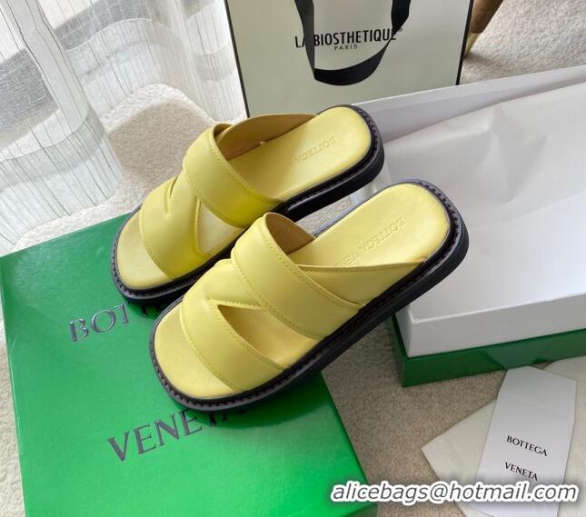 Low Cost Bottega Veneta Band Cross Flat Sandals 040748 Yellow