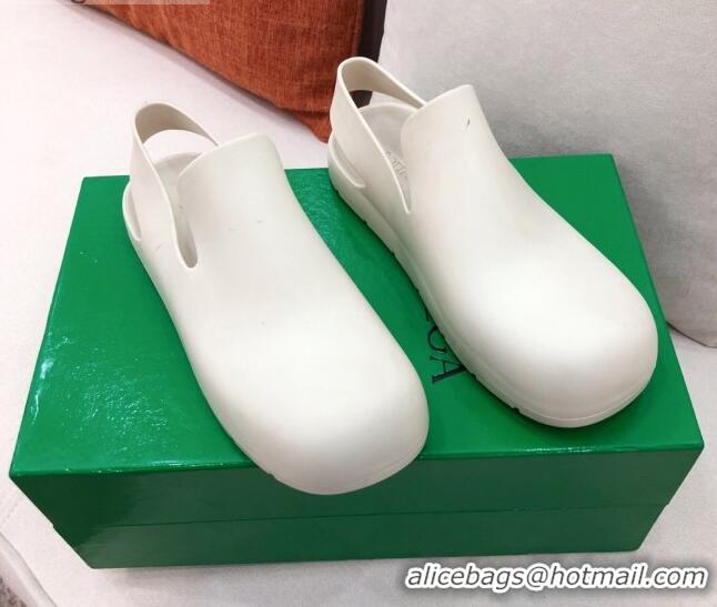 Best Design Bottega Veneta Rubber Puddle Slingback Flat Shoe 040973 White