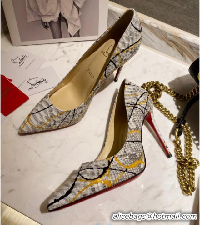 Good Product Christian Louboutin Snakeskin Embossed Leather 8.5cm Pumps 030814 Grey